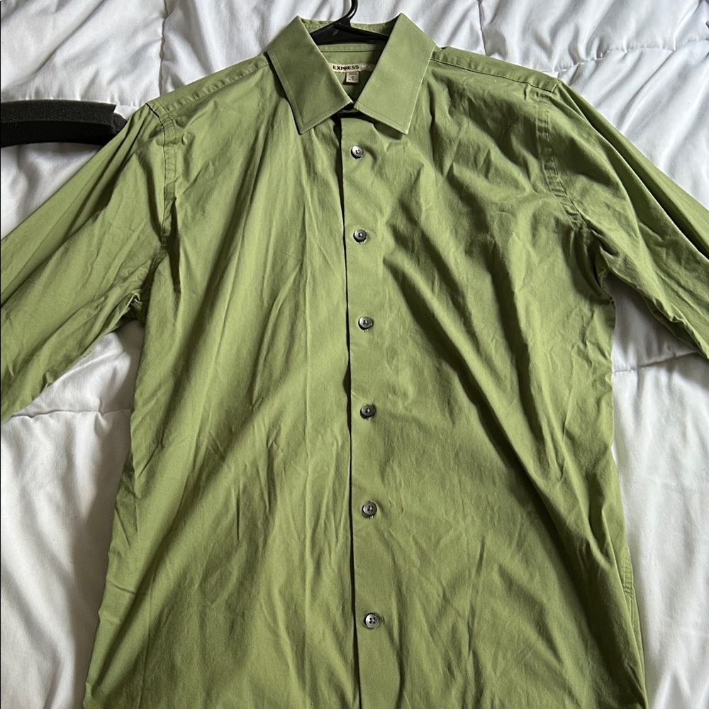 Express Men's Olive Button-Up Shirt